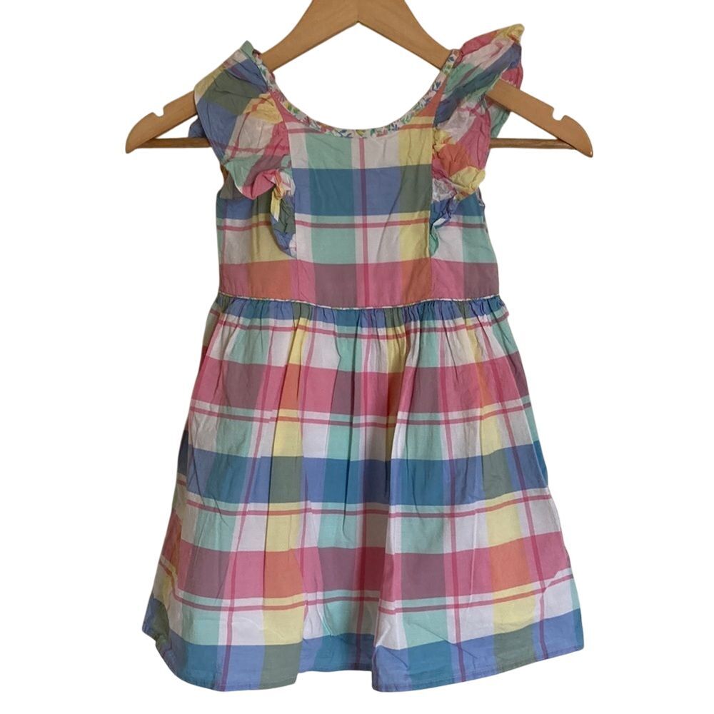 Tommy Bahama Girl's Cotton Plaid Dress Size 5 Pastels Summer Beach